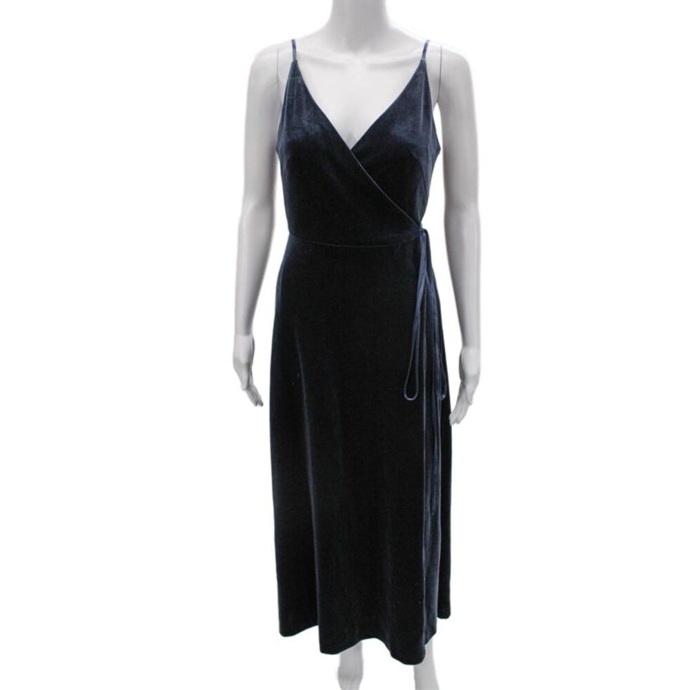Jenny Yoo Collection Womens Wrap Dress Blue VNeck Sleeveless Full-Length Size 0